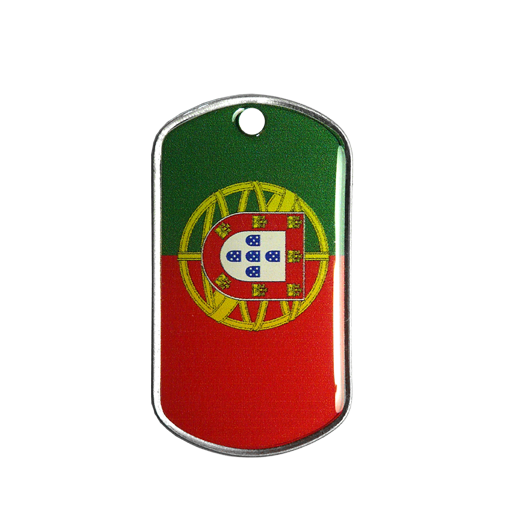Plaque militaire ID Tag ornée du drapeau Portugais.En porte-clés ou en pendentif, pour identifier ou revendiquer, c'est comme vous voulez !Motif imprimé UV recouvert d'une r&eacut