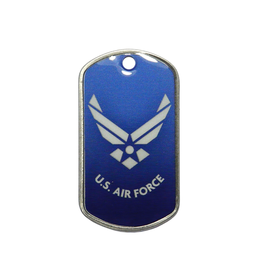 Pour les passionnés d'aviation, cette plaque militaire dog tag est imprimée du logo de l'US Air Force. Pour identifier un porte-clés ou à porter comme pendentif. Il s'agit 