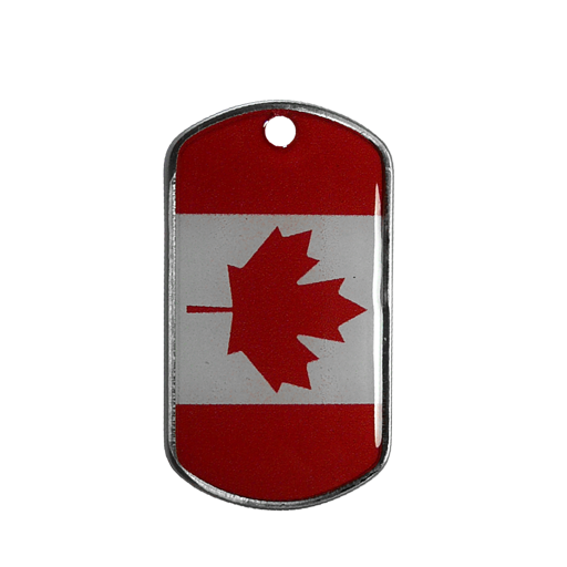 Plaque militaire ID Tag ornée du drapeau du Canada.Pour identifier ou revendiquer, en porte-clés ou en pendentif, c'est comme vous voulez !Motif imprimé UV recouvert d'une r&eacut