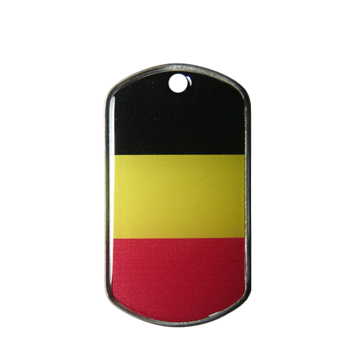 Plaque militaire ID Tag ornée du drapeau de la Belgique.Pour identifier ou revendiquer, en porte-clés ou en pendentif, c'est comme vous voulez !Motif imprimé UV recouvert d'une r&